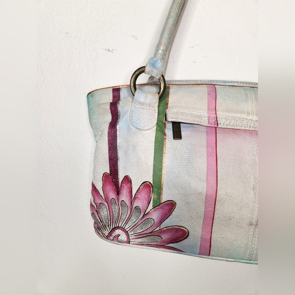 Anuschka Hand Painted Leather Bag Double Handled Purse...